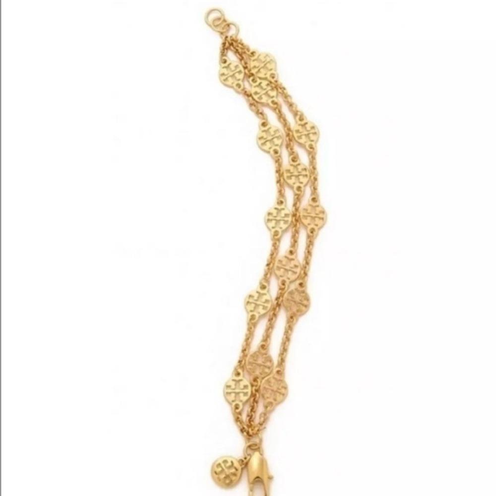Tory Burch- New! Tory Burch Multi Strand Logo bracelet- Gold
